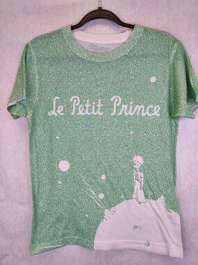 Lithographs Petit Prince by Antoine de Saint-Exupéry T-Shirt Men's S Green Text